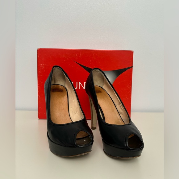 PREGUNTA  Luxury Women’s Black Peep Toe platform Pumps S: 8 Genuine Leather - Picture 2 of 11